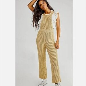 Free People FP Beach Cohen Sweater Knit Ribbed Overalls